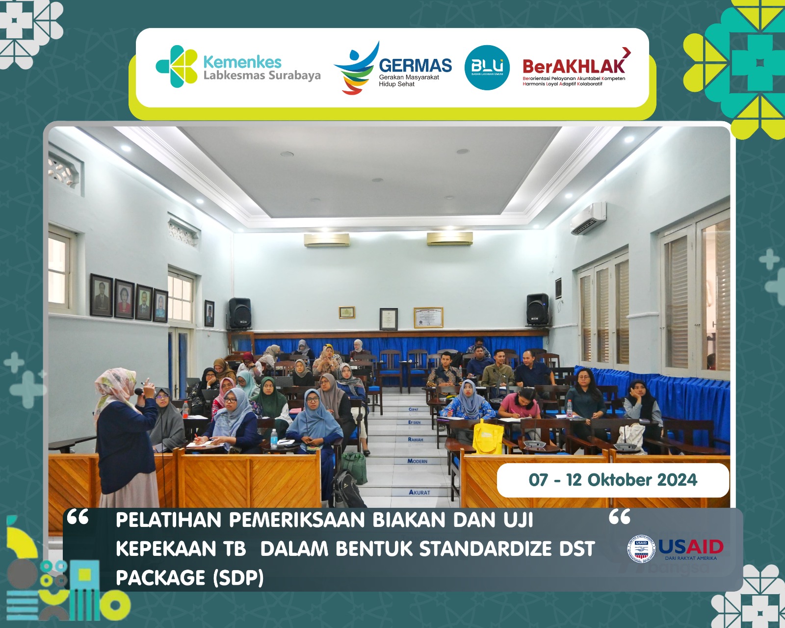 PELATIHAN PEMERIKSAAN BIAKAN DAN UJI KEPEKAAN TB DALAM BENTUK STANDARDIZE DST PACKAGE (SDP)