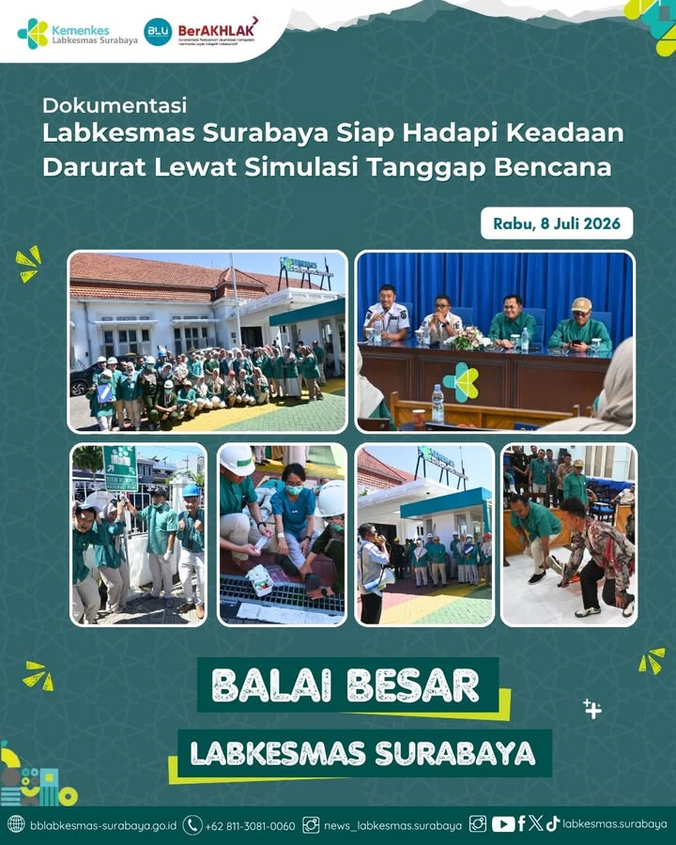 Foto pendukung: kolase dokumentasi simulasi Labkesmas, 8 Juli 2026; berbeda dari kegiatan RS Eka Candrarini.